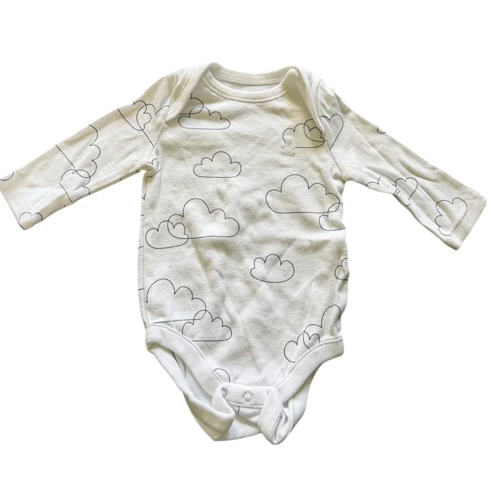Baby GAP First Favorites Bodysuit Set 3PK Clouds Stars Stripes White 0-3 Months